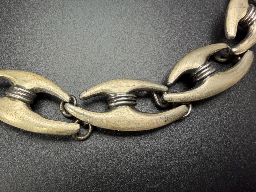 Vintage Sigi Pineda Mexico Modernist Sterling Silver 8' Bracelet Taxco Silver 33.8g [Photo 2]