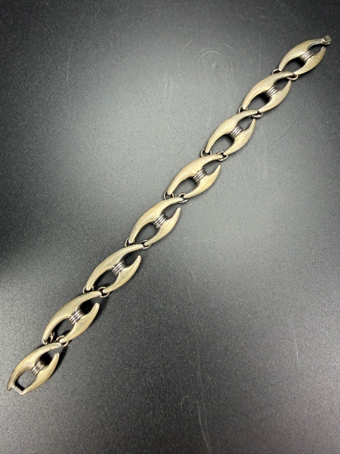 Vintage Sigi Pineda Mexico Modernist Sterling Silver 8' Bracelet Taxco Silver 33.8g [Photo 8]