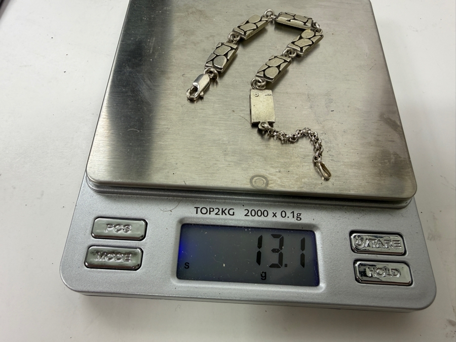 Vintage Sterling Silver Signed Italian 7' Bracelet 13.1g [Photo 7]