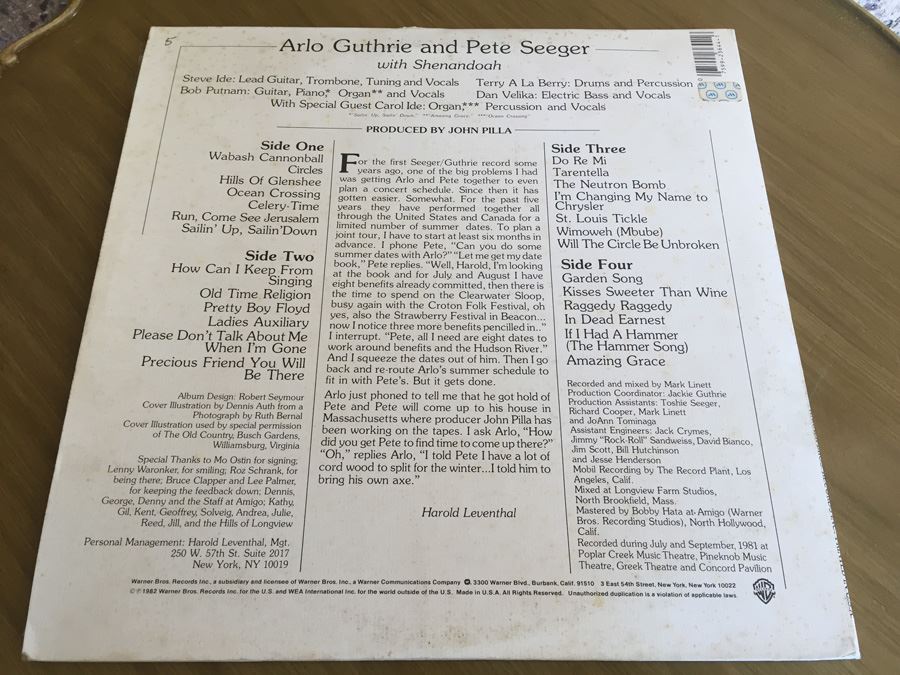 Arlo Guthrie / Pete Seeger ‎- Precious Friend - Warner Bros. Records ‎- 2BSK 3644 - PROMO [Photo 3]
