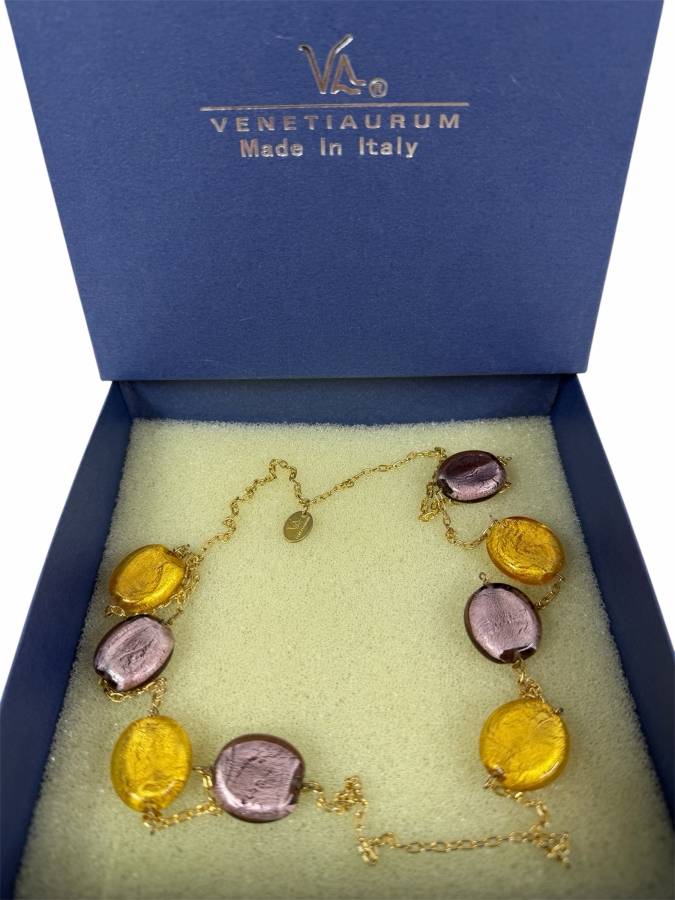 Venetiaurum Murano Glass 36' Necklace Made In Italy With Original Box