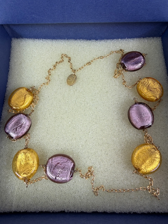 Venetiaurum Murano Glass 36' Necklace Made In Italy With Original Box [Photo 2]