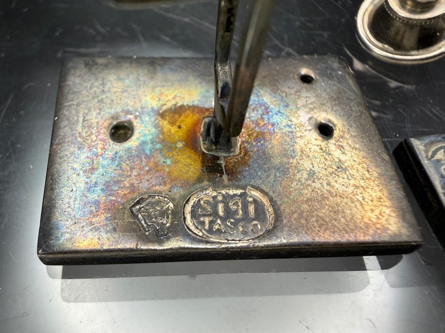 Vintage Sigi Pineda Mexico Modernist Sterling Silver / Rosewood Cufflinks & Tie Pin Set Taxco Silver 21.2g [Photo 4]