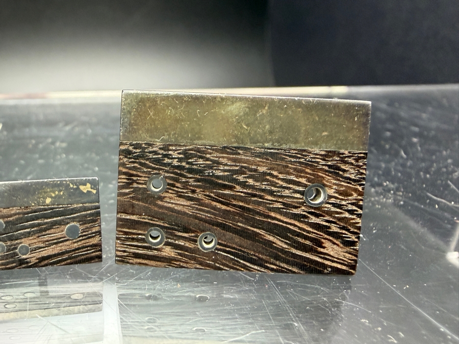 Vintage Sigi Pineda Mexico Modernist Sterling Silver / Rosewood Cufflinks & Tie Pin Set Taxco Silver 21.2g [Photo 2]