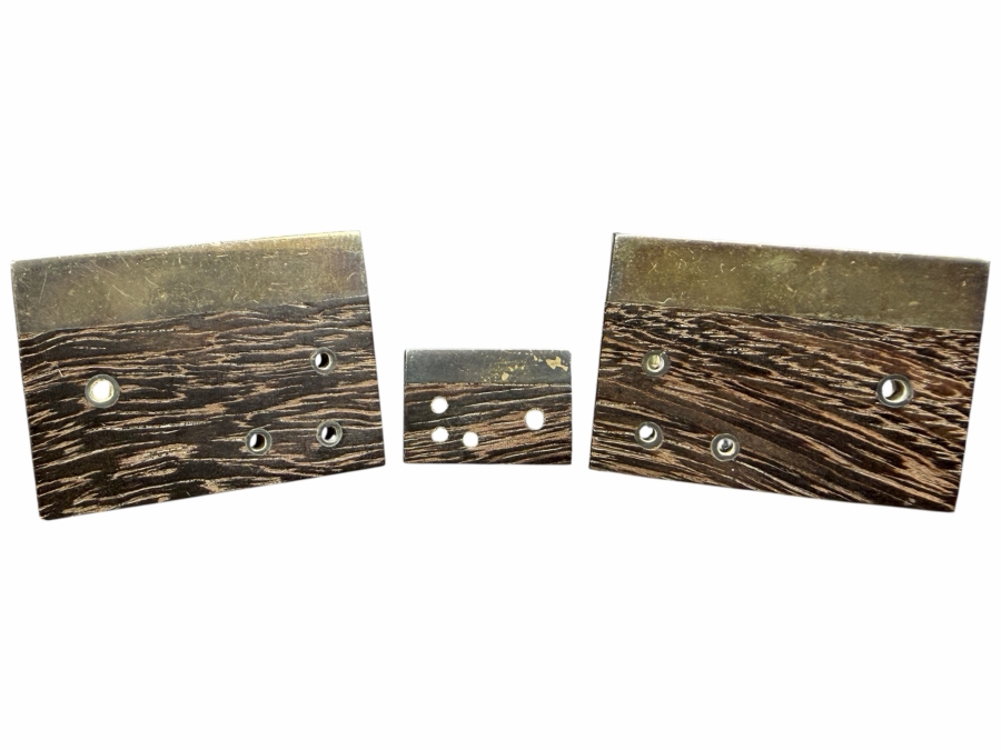 Vintage Sigi Pineda Mexico Modernist Sterling Silver / Rosewood Cufflinks & Tie Pin Set Taxco Silver 21.2g