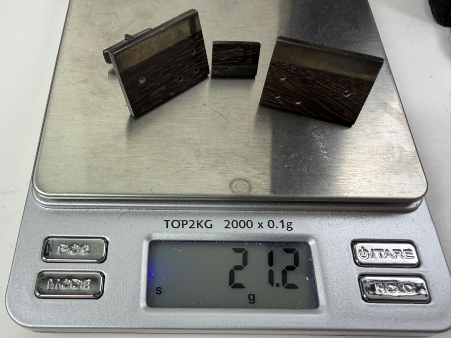 Vintage Sigi Pineda Mexico Modernist Sterling Silver / Rosewood Cufflinks & Tie Pin Set Taxco Silver 21.2g [Photo 8]