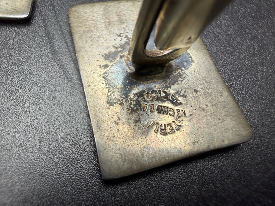 Vintage Mexico Modernist Sterling Silver / Rosewood Cufflinks 14.3g [Photo 4]