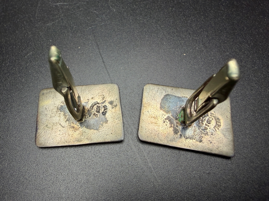 Vintage Mexico Modernist Sterling Silver / Rosewood Cufflinks 14.3g [Photo 3]
