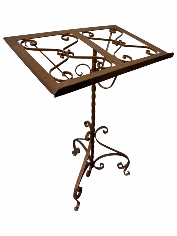 Vintage Italian Gilt Wrought Iron Book Music Lecture Stand 22.5W X 14D X 34H