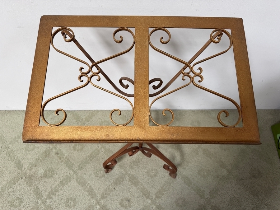 Vintage Italian Gilt Wrought Iron Book Music Lecture Stand 22.5W X 14D X 34H [Photo 3]