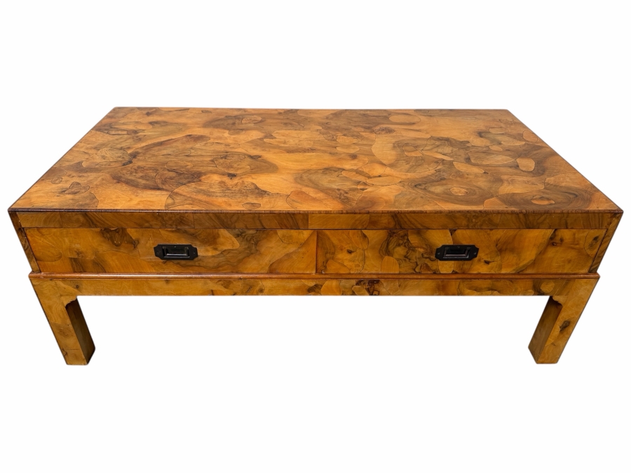 Vintage Hollywood Regency Modern Patchwork Inlay Cocktail Table 50'W X 26'D X 18'H