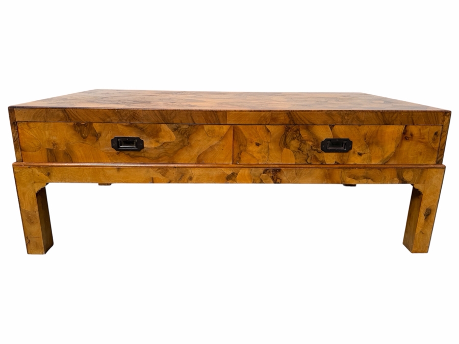 Vintage Hollywood Regency Modern Patchwork Inlay Cocktail Table 50'W X 26'D X 18'H [Photo 2]