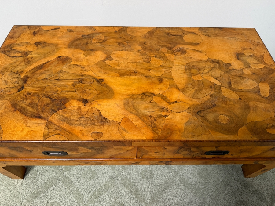 Vintage Hollywood Regency Modern Patchwork Inlay Cocktail Table 50'W X 26'D X 18'H [Photo 3]