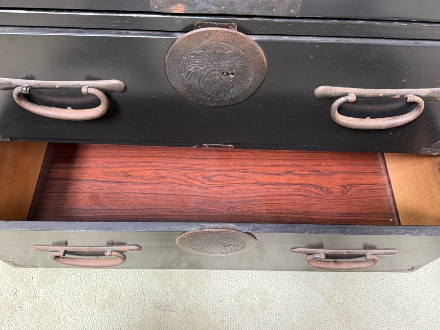 Vintage Japanese Tansu Chest Of Drawers 2-Pieces 34W X 17D X 42H [Photo 16]