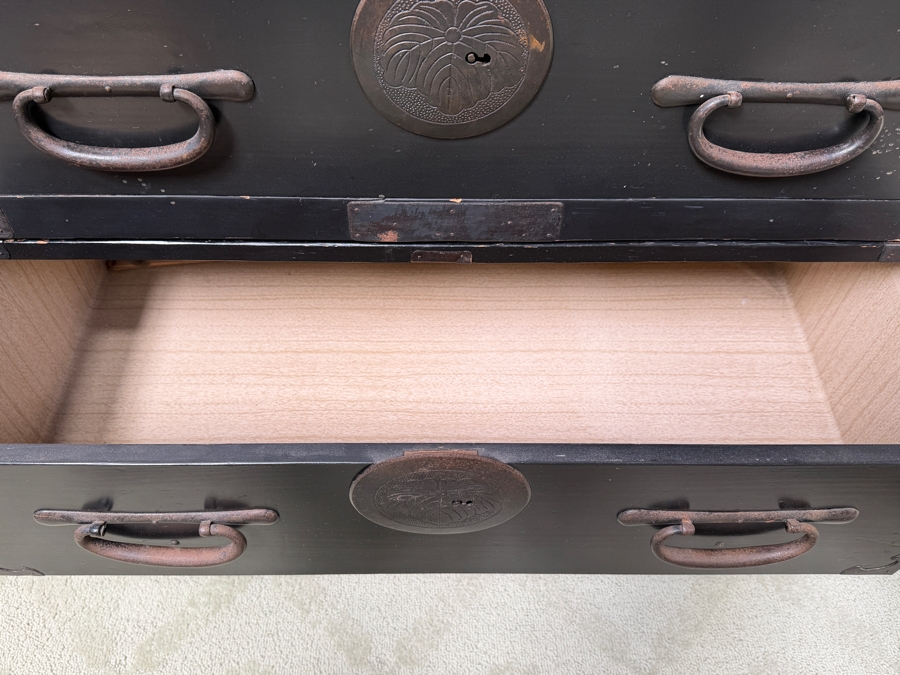 Vintage Japanese Tansu Chest Of Drawers 2-Pieces 34W X 17D X 42H [Photo 15]