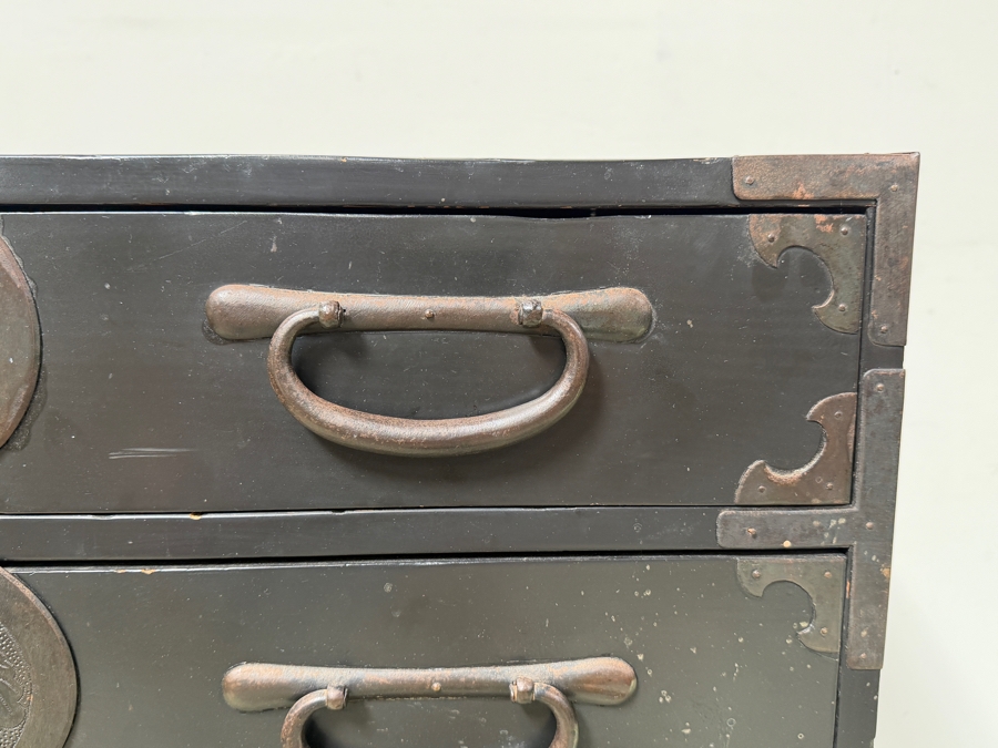 Vintage Japanese Tansu Chest Of Drawers 2-Pieces 34W X 17D X 42H [Photo 7]