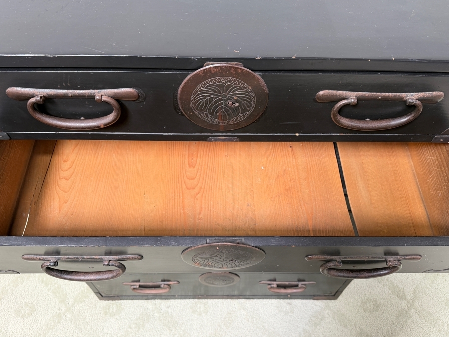 Vintage Japanese Tansu Chest Of Drawers 2-Pieces 34W X 17D X 42H [Photo 13]