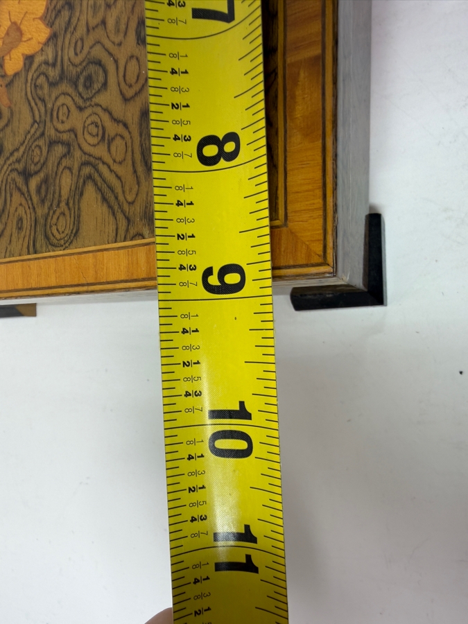 Vintage Italian Inlaid Wooden Jewelry Music Box 9W X 8.75D X 3.5H [Photo 8]