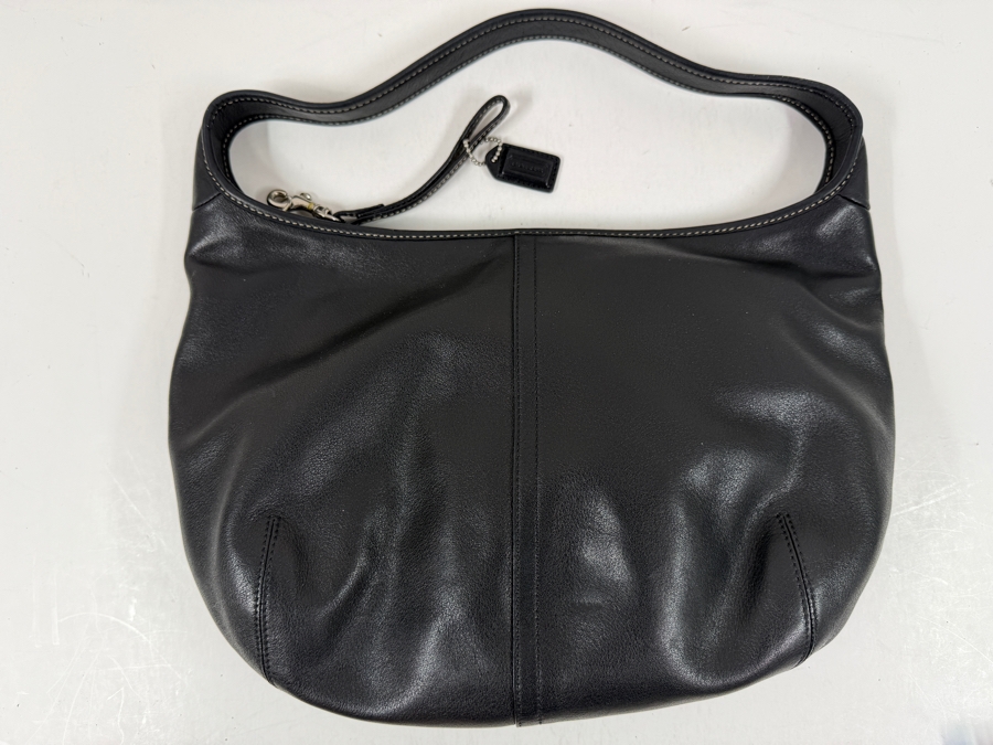 Black Leather Coach Handbag 13'W [Photo 3]