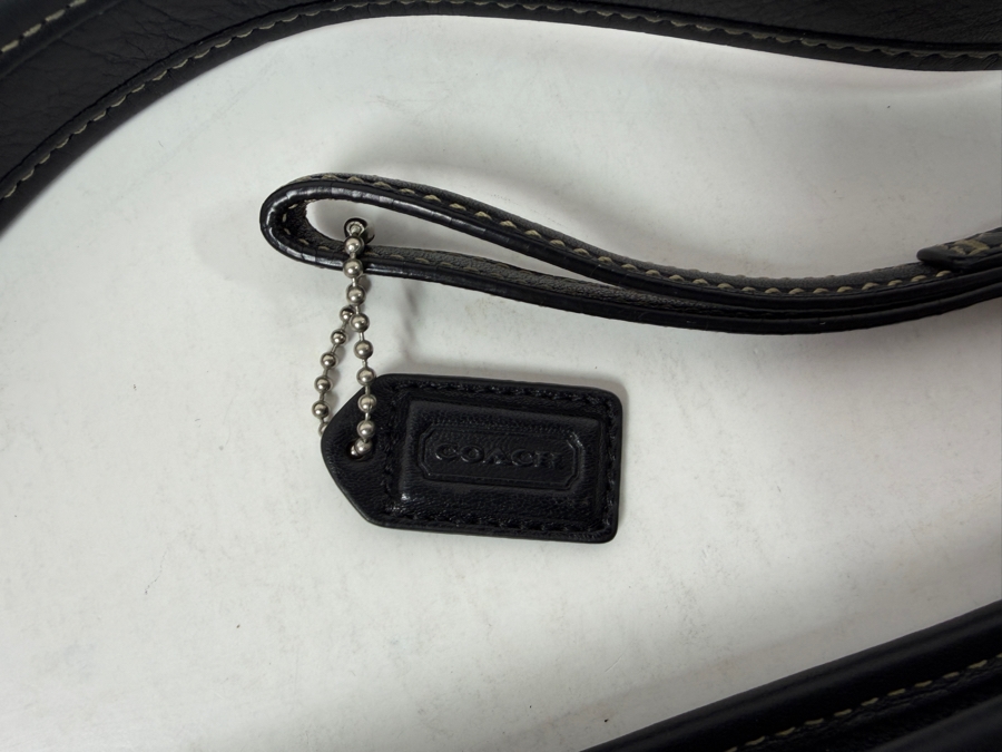 Black Leather Coach Handbag 13'W [Photo 2]