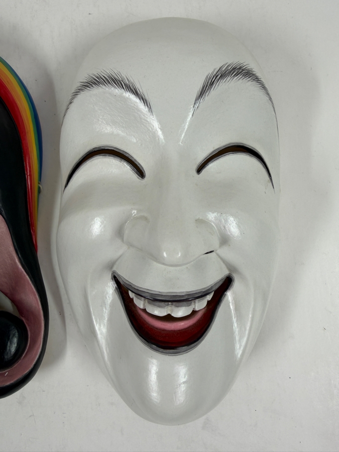 Just Added - Pair Of Hand Painted Carved Wooden Masks 7W And 5W [Photo 3]