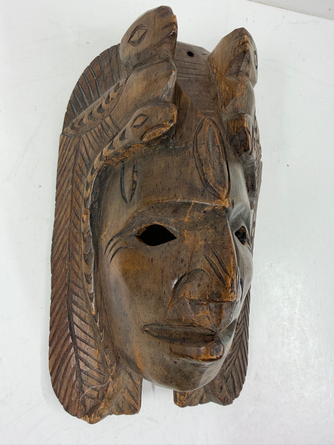 Vintage Hand Carved Wooden Mexican Mask 7W X 11H [Photo 2]