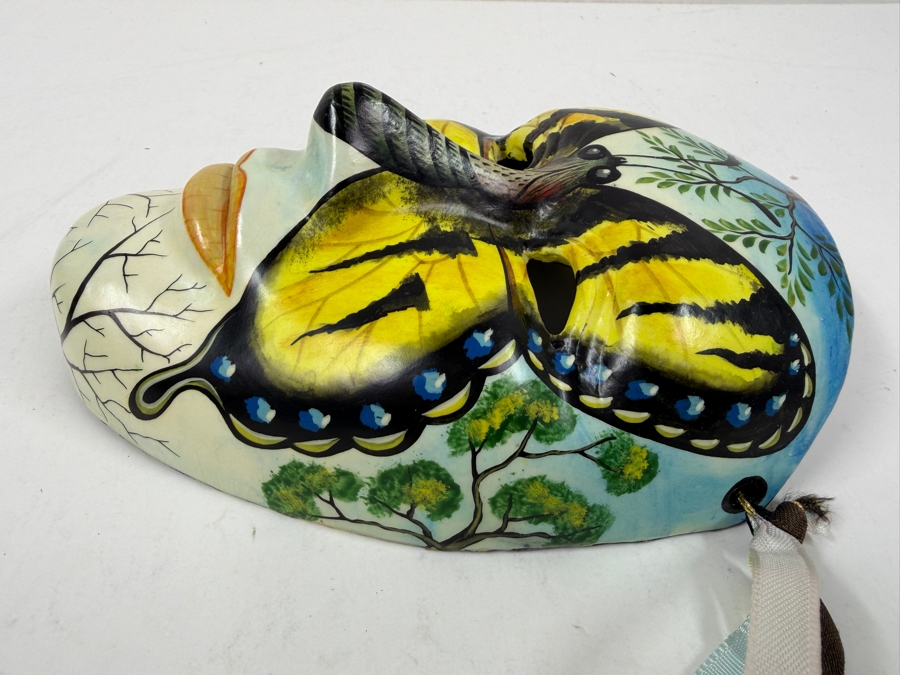 Hand Painted Butterfly Wall Mask From Mexico 5'W [Photo 6]