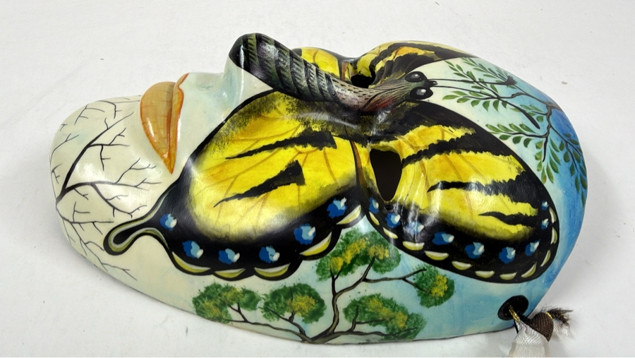 Hand Painted Butterfly Wall Mask From Mexico 5'W [Photo 5]