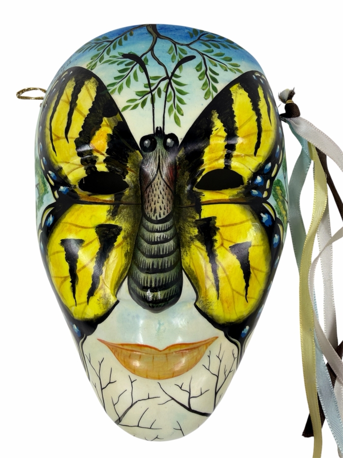 Hand Painted Butterfly Wall Mask From Mexico 5'W