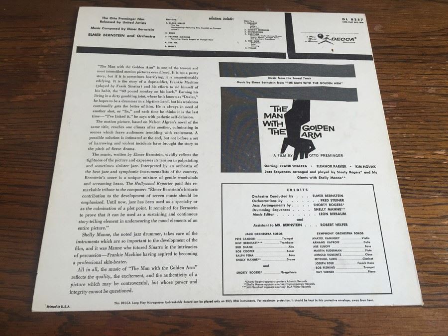 Elmer Bernstein ‎- The Man With The Golden Arm (Soundtrack) - Decca ‎- DL 8257 [Photo 2]