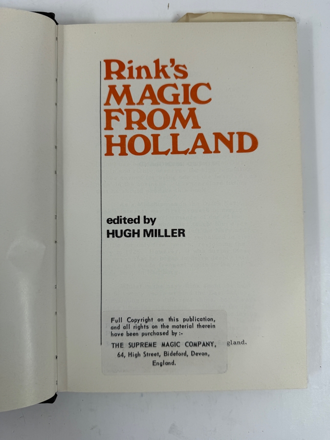Hardcover Book Rink's Magic From Holland Published By The Supreme Magic Company in Devon, England [Photo 2]