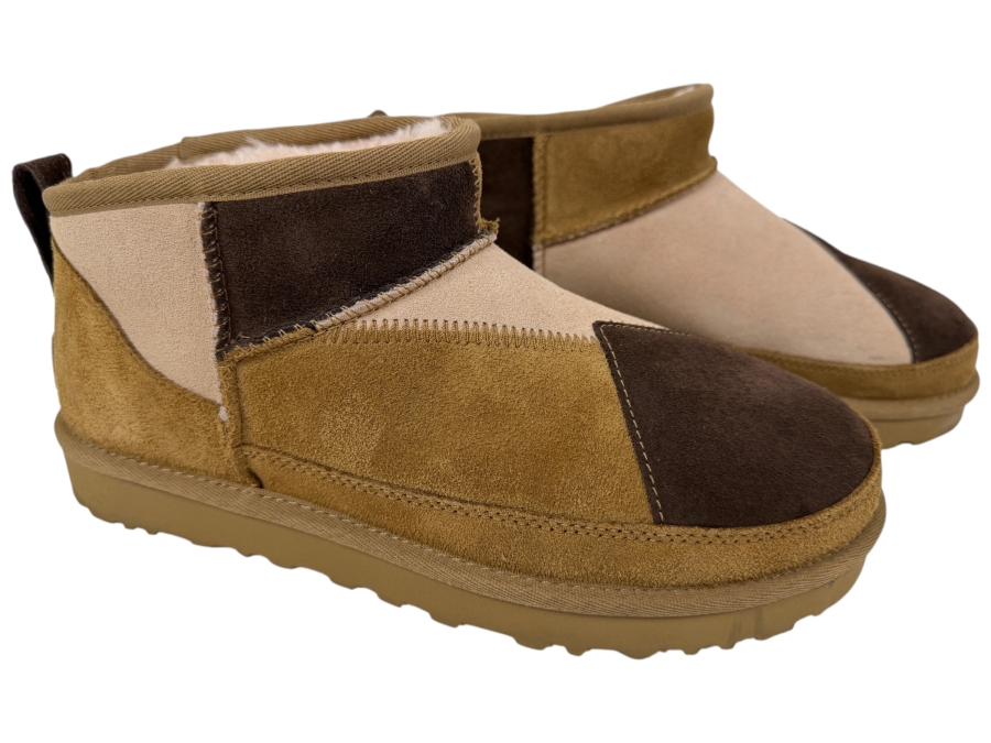 Ugg Women's Classic Ultra Mini Patchwork Suede Shearling Lined Ankle Boots Style 1167174 Size 8 (HA)
