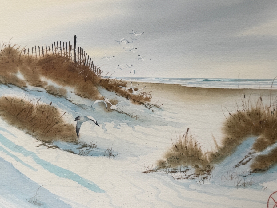 Just Added - John Yato (B. 1950, American) Original Watercolor Coastal Painting On Paper 14 X 10 Framed 20 X 16 [Photo 3]