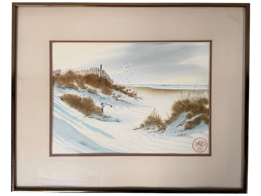 Just Added - John Yato (B. 1950, American) Original Watercolor Coastal Painting On Paper 14 X 10 Framed 20 X 16 [Photo 2]