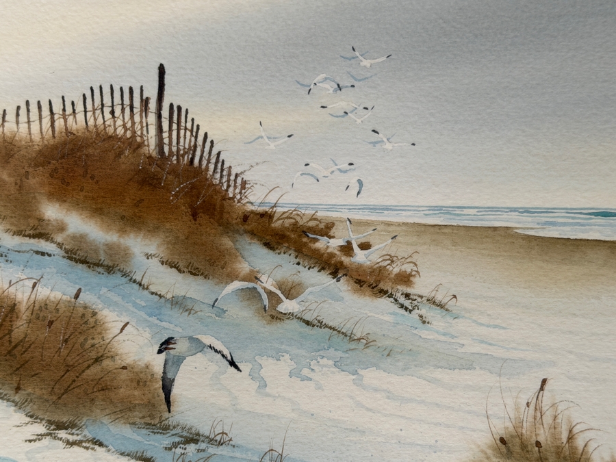 Just Added - John Yato (B. 1950, American) Original Watercolor Coastal Painting On Paper 14 X 10 Framed 20 X 16 [Photo 4]