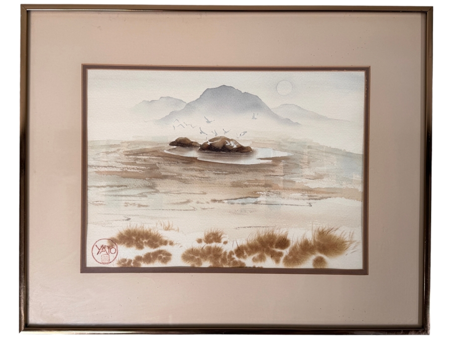 Just Added - John Yato (B. 1950, American) Original Watercolor Coastal Painting On Paper 14 X 10 Framed 20 X 16 [Photo 2]