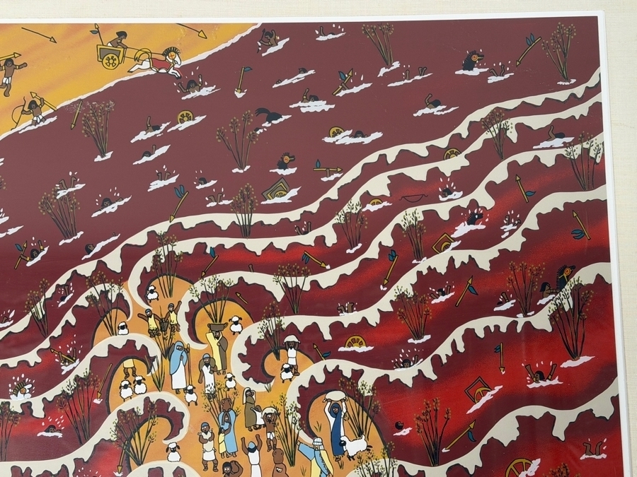 Just Added - Elayne La Porta Hand Signed Limited Edition Print Titled 'The Red Sea: Exodus 14:21' Numbered 14 Of 100 Dated 1979 35 X 28 Framed 43.5 X 36.5 [Photo 7]