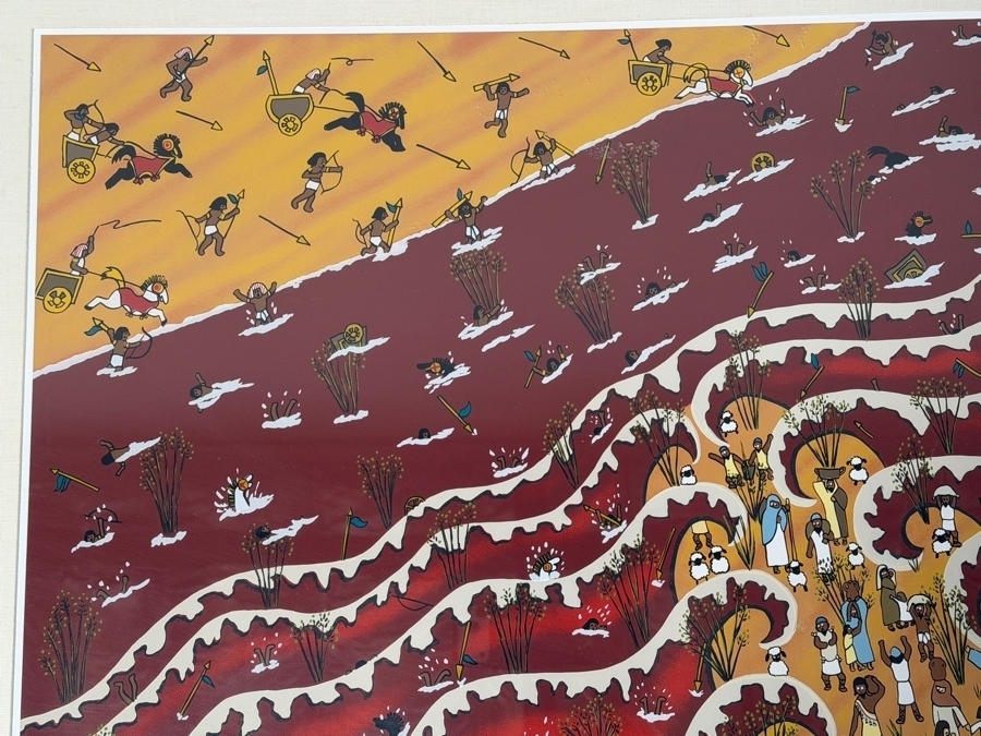 Just Added - Elayne La Porta Hand Signed Limited Edition Print Titled 'The Red Sea: Exodus 14:21' Numbered 14 Of 100 Dated 1979 35 X 28 Framed 43.5 X 36.5 [Photo 6]