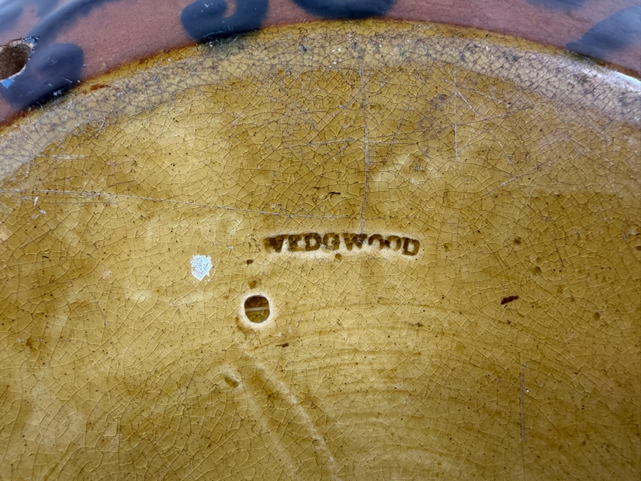 Just Added - Antique English Wedgwood Pottery Vase (Side Drilled To Accommodate Wiring For A Table Lamp) 11'W X 9.5'H [Photo 6]