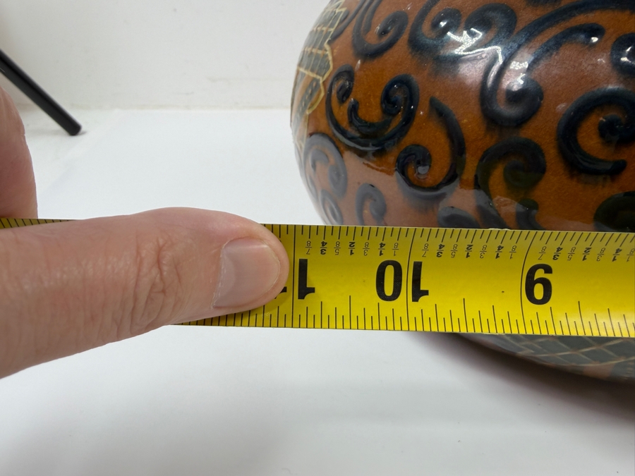 Just Added - Antique English Wedgwood Pottery Vase (Side Drilled To Accommodate Wiring For A Table Lamp) 11'W X 9.5'H [Photo 8]