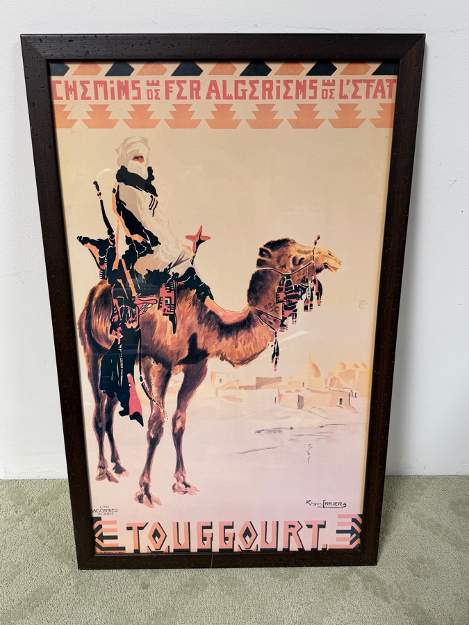 Just Added - Framed Reproduction Travel Poster Titled 'Touggourt' By Artist Roger Irriera Promoting The Algerian Railways In The 1930s Framed 25.5 X 41.5 [Photo 2]