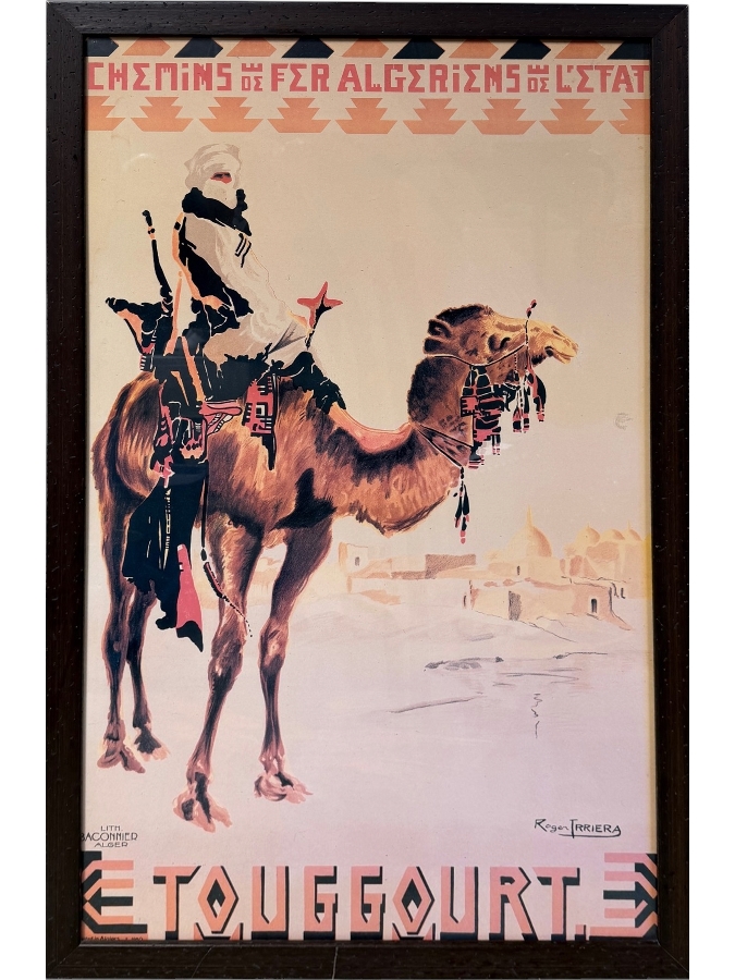 Just Added - Framed Reproduction Travel Poster Titled 'Touggourt' By Artist Roger Irriera Promoting The Algerian Railways In The 1930s Framed 25.5 X 41.5