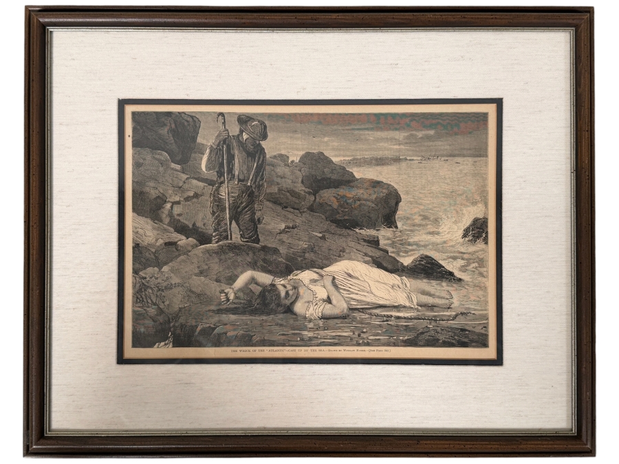 Just Added - Antique Framed Print After Winslow Homer Titled 'The Wreck Of The Atlantic - Cast Up By The Sea' From Harper's Weekly Vol. XVII Published April 26, 1873 14 X 10 Framed 22 X 17.5 [Photo 2]