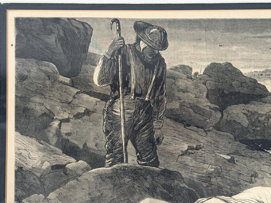 Just Added - Antique Framed Print After Winslow Homer Titled 'The Wreck Of The Atlantic - Cast Up By The Sea' From Harper's Weekly Vol. XVII Published April 26, 1873 14 X 10 Framed 22 X 17.5 [Photo 5]