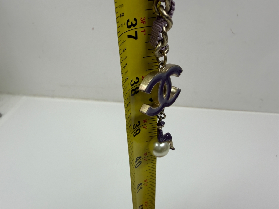 Just Added - Rare Chanel 'Coco On The Moon' Purple And Gold-Tone Strand Chain Belt 38'L [Photo 12]