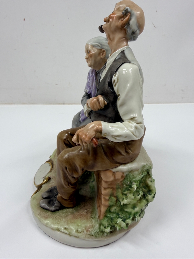 Just Added - Vintage Capodimonte Porcelain Figurine Designed By Giuseppe Cappe Titled 'Elderly Couple With Chickens' 7H [Photo 4]