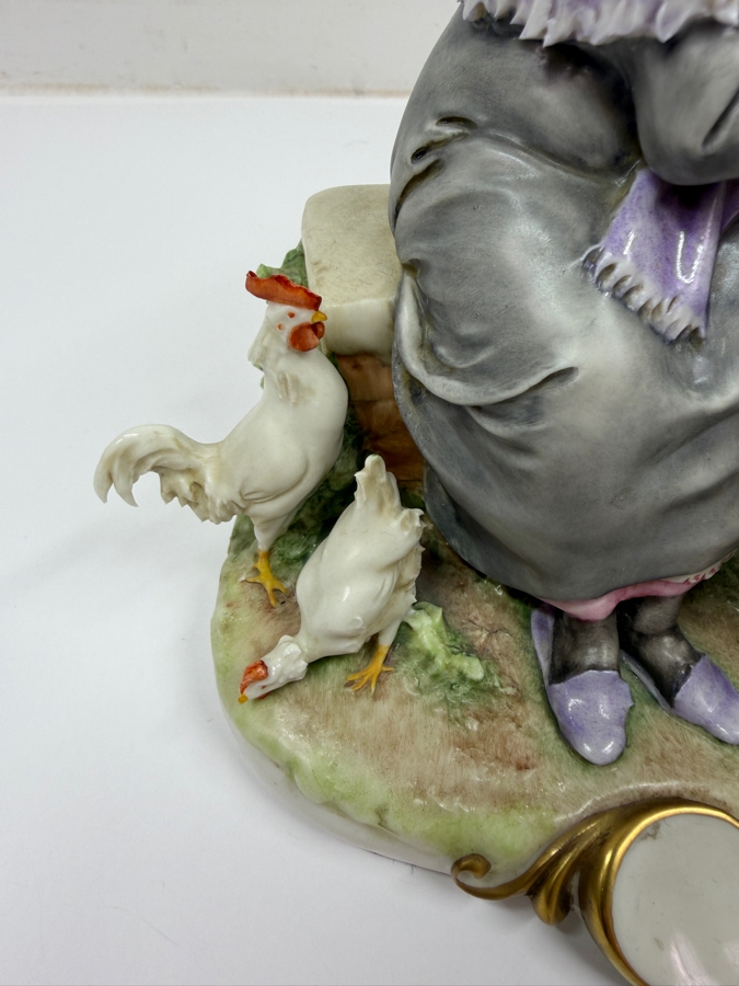 Just Added - Vintage Capodimonte Porcelain Figurine Designed By Giuseppe Cappe Titled 'Elderly Couple With Chickens' 7H [Photo 3]