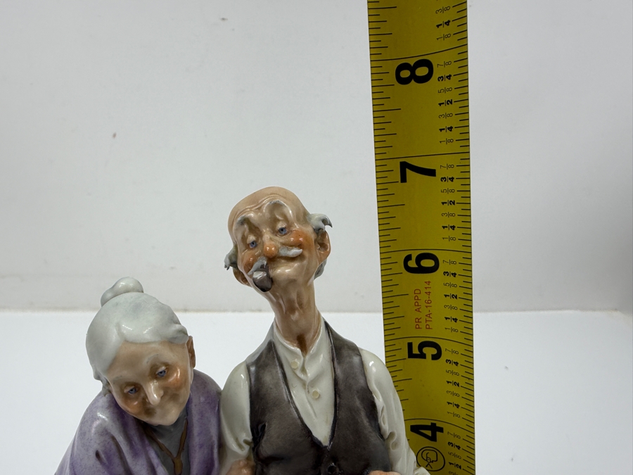 Just Added - Vintage Capodimonte Porcelain Figurine Designed By Giuseppe Cappe Titled 'Elderly Couple With Chickens' 7H [Photo 9]