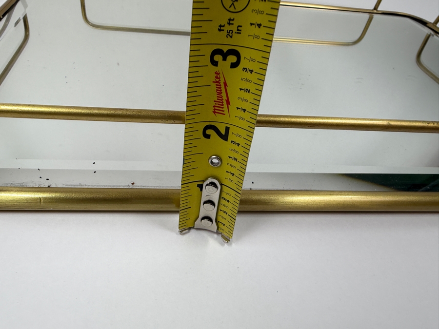 West Elm Fishs Eddy Gilded Cafe Mirror Tray Made Of Brass And Mirrored Glass 18'W X 12'D X 2'H (HA) [Photo 7]