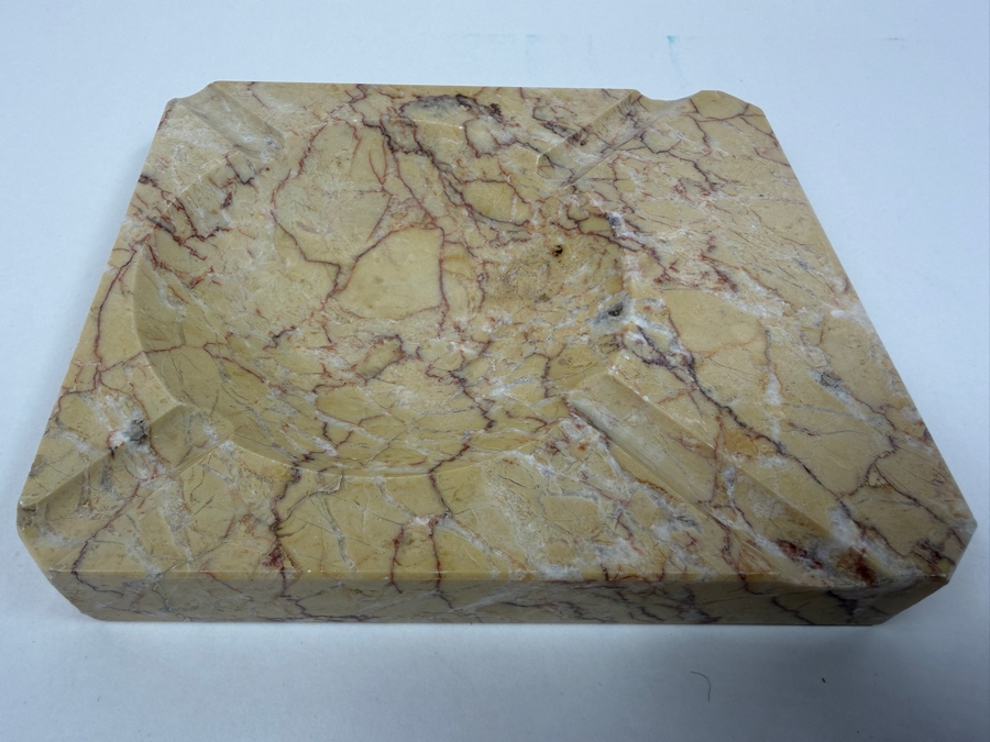 Vintage Marble Ashtray With Natural Veining 6' X 5.25' x 1' (HA) [Photo 2]